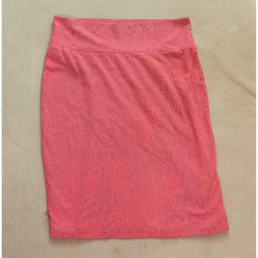 Cute LulaRoe Pencil Skirt Cassie Pink Salmon Corral Skirt Size L Large